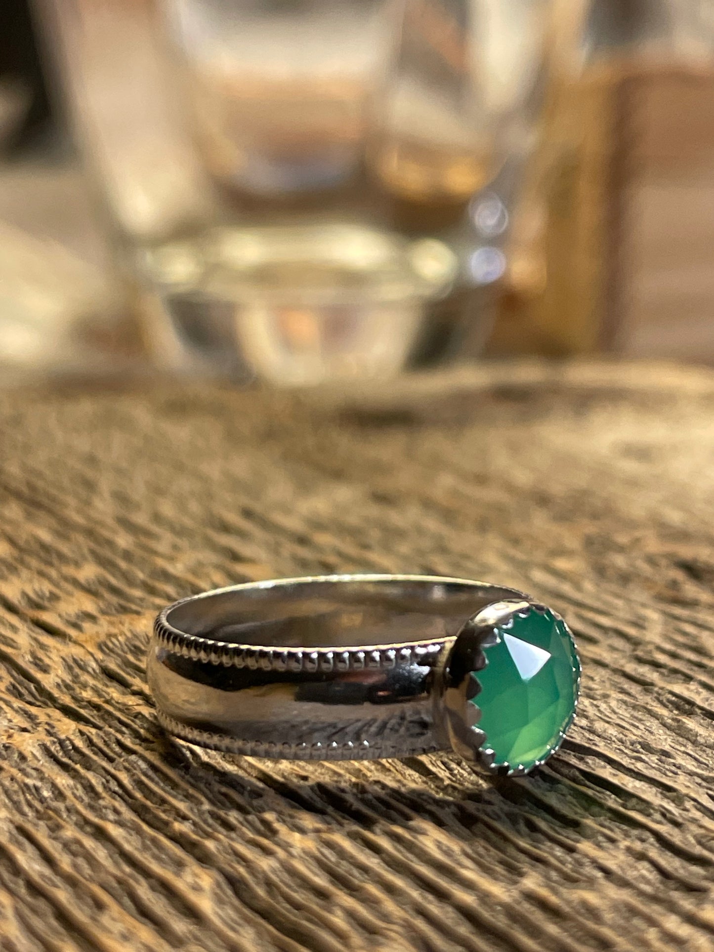 Sterling Silver, Chrysoprase Ring, Green Chrysoprase Ring, .925 Sterling Silver, Chrysoprase and Sterling Silver, Handmade Ring