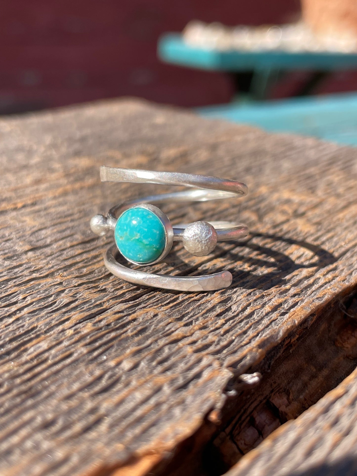 Sterling Silver, Turquoise, Adjustable Spiral Ring, Adjustable Ring, .925 Sterling Silver,.999 Fine Silver Sonoran Turquoise, Turquoise Ring