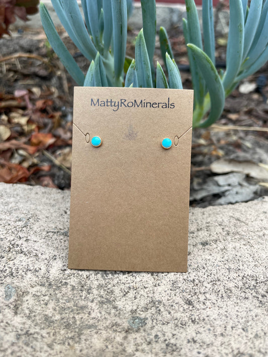 14K Gold Filled, Turquoise Earring Studs, 14K Gold Filled and Turquoise, Kingman Mine Turquoise, Arizona Turquoise, Handmade Studs