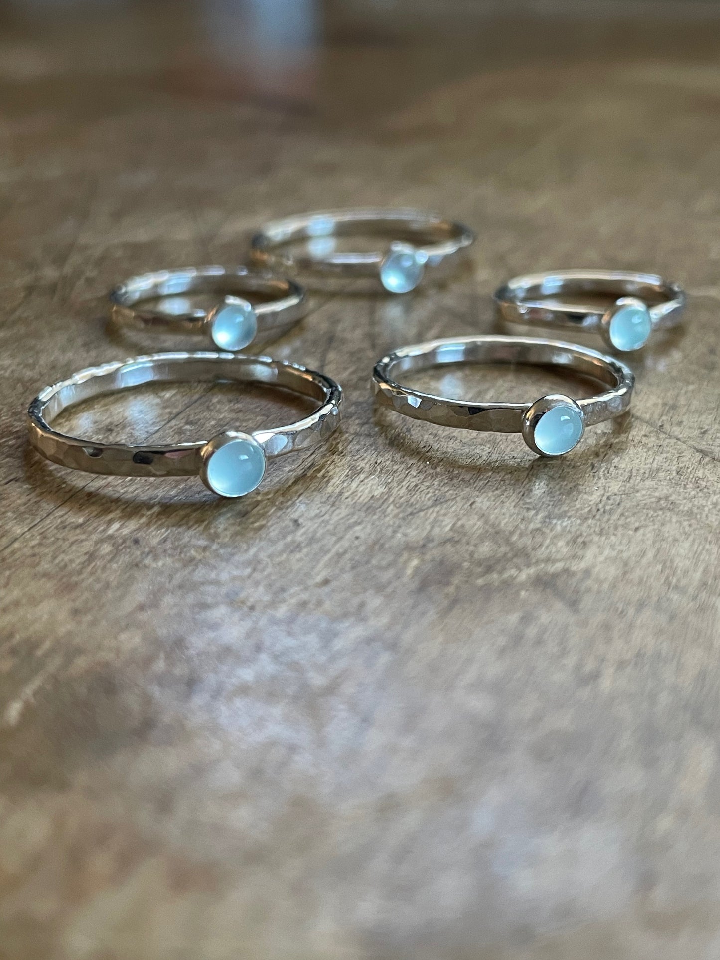 Sterling Silver, Chalcedony Ring, Hammered Silver and Aqua Chalcedony Ring, .925 Sterling Silver, Peruvian Chalcedony Ring, Handmade Ring